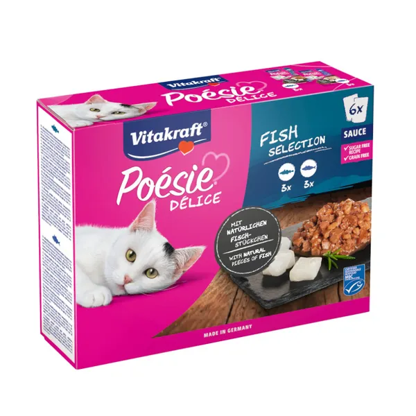12 sobres x 85 g Vitakraft Poésie Pescado sobre en salsa para gatos ¡Pack Ahorro!