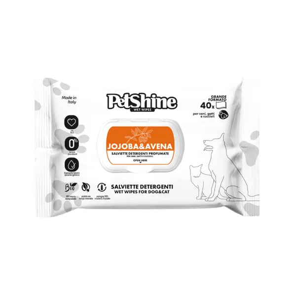 Petshine Toallitas húmedas Avena y Jojoba para perros y gatos