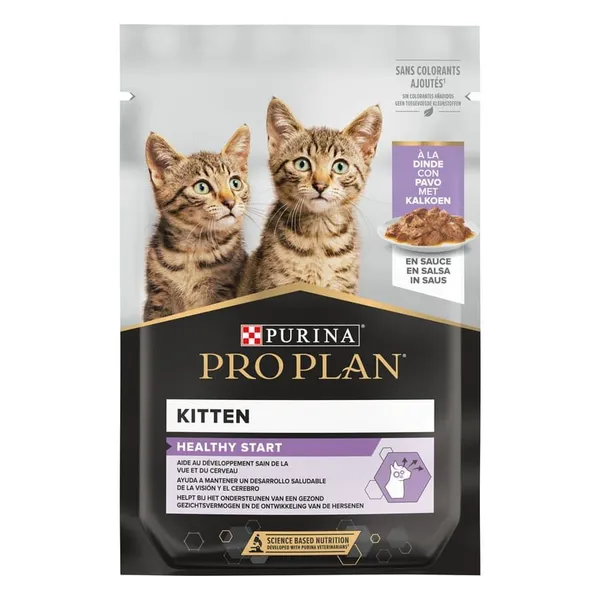 24 sobres x 85 g Pro Plan NutriSavour Feline Kitten Pavo en salsa sobre para gatos ¡Pack ahorro!
