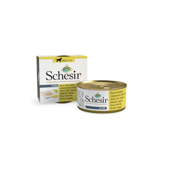 150 g Schesir Adult pollo con piña lata para perros