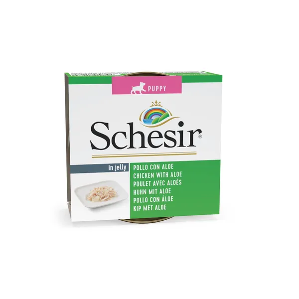 150 g Schesir Puppy pollo con aloe lata para perros