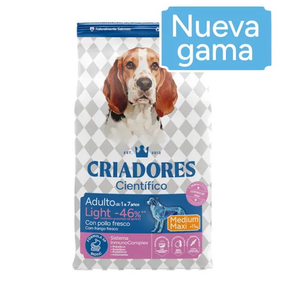 2 x 12 kg Criadores Científico Light -46% contenido graso Adulto Medium-Maxi Pienso Pollo para perros ¡Pack Ahorro!