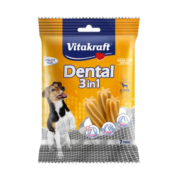 7 barritas Vitakraft Dental 3 en 1 Snack para perros pequeños