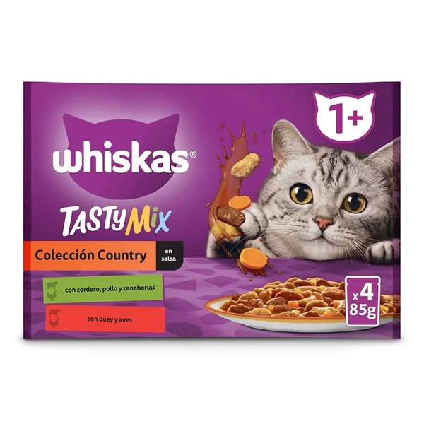 12 sobres x 85 g Whiskas Tasty Mix Colección Country Salsa en Bolsita para gatos ¡Pack ahorro!