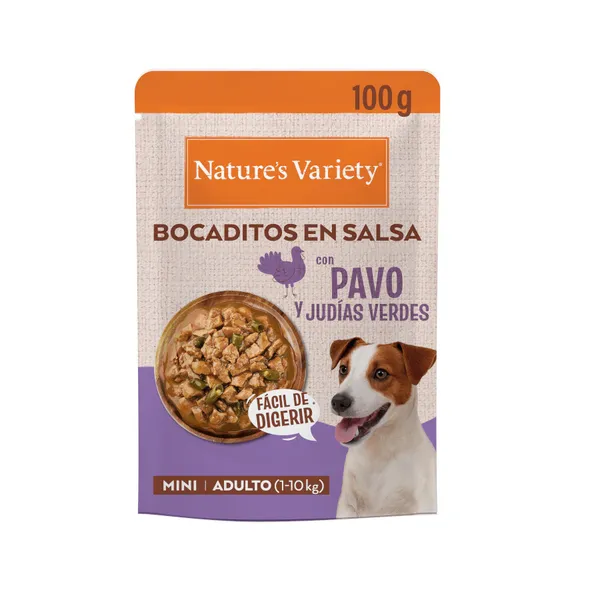 100 gr Nature's Variety Bocaditos Pavo Sobre en Salsa para perros adultos mini