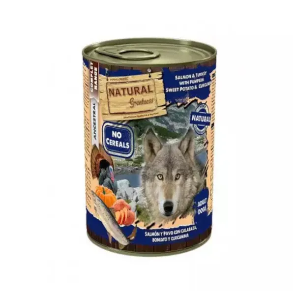 400 g Natural Greatness Salmón y Pavo lata para perros