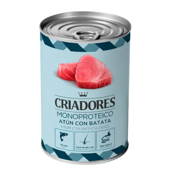 12 latas x 400 g Criadores Monoproteico Atún y Batata lata para perros ¡Pack ahorro!