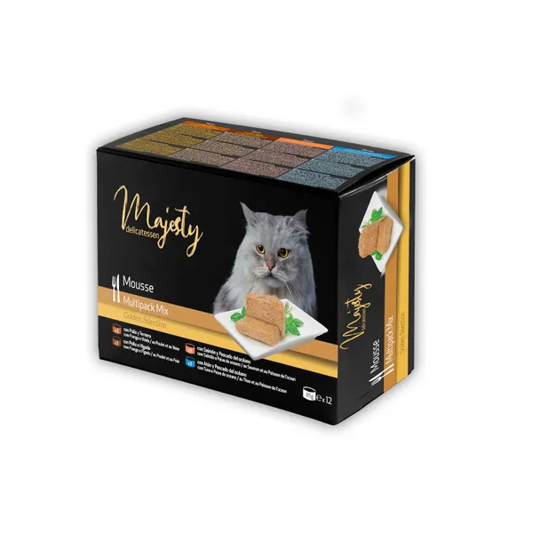 48 latas x 85 g Majesty Adult Mousse Mix lata para gatos ¡Pack ahorro!