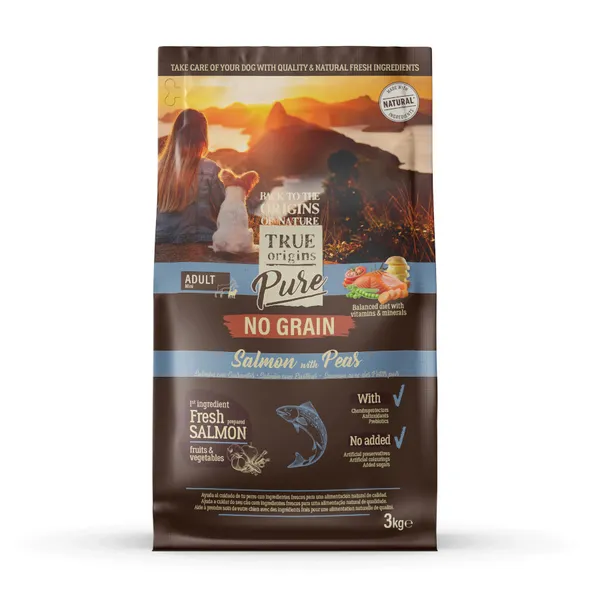 3 kg True Origins Pure Grain Free Adult Mini Salmón pienso para perros