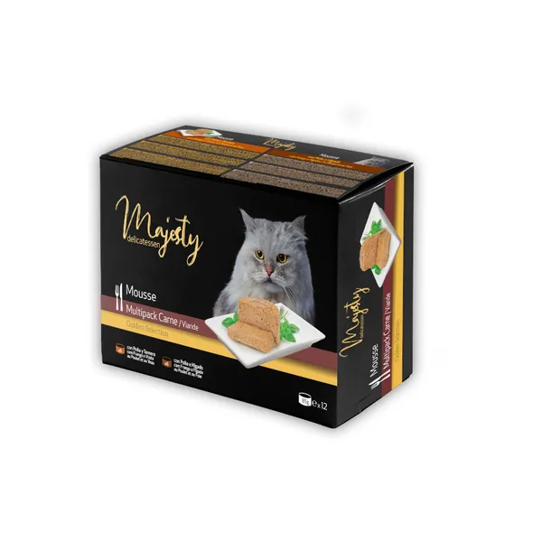 12 latas x 85 g Majesty Adult Gold Selection Mousse Carne lata para gatos