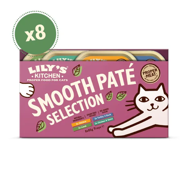 8 tarrinas x 85 g Lily's Kitchen Feline Smooth Selection paté tarrinas