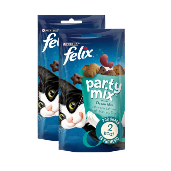 2 bolsitas x 60 g Felix Party Mix Ocean Bocaditos para gatos ¡Pack ahorro!