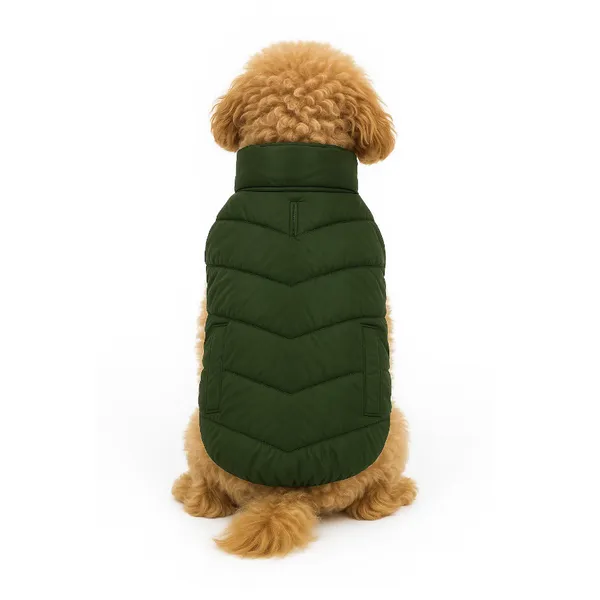 Outech Puffer verde con bolsillos para perros