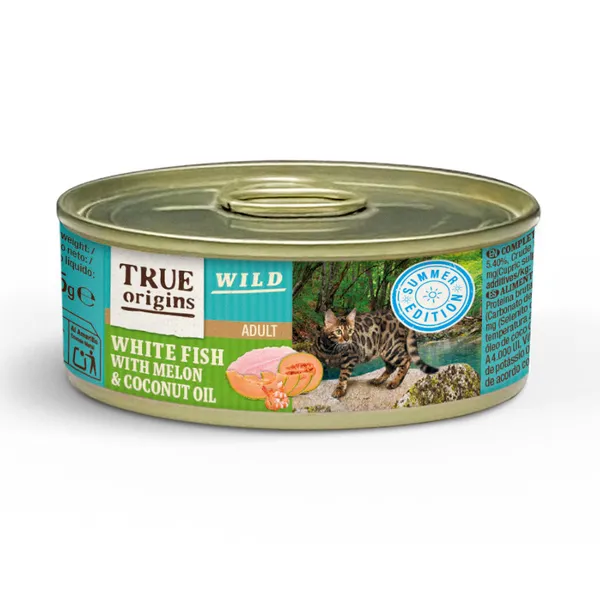 24 latas x 85 g True Origins Wild Summer Pescado Blanco con Gambas en Paté lata para gatos ¡Pack ahorro!