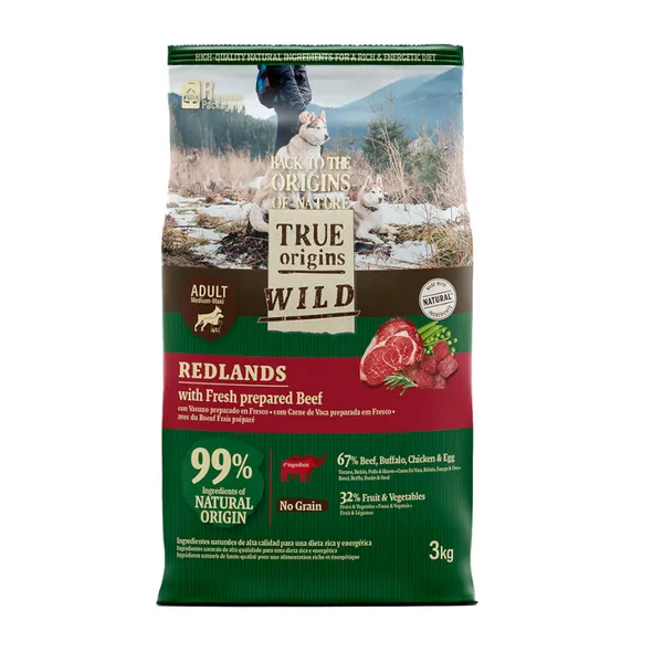 3 kg True Origins Wild Adult Redlands Ternera pienso para perros