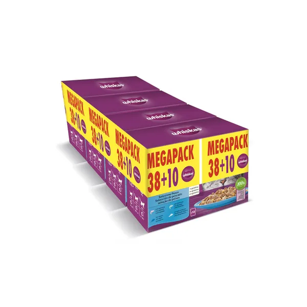 48 sobres x 85 g Whiskas Selección Pescados Gelatina en Bolsita para gatos
