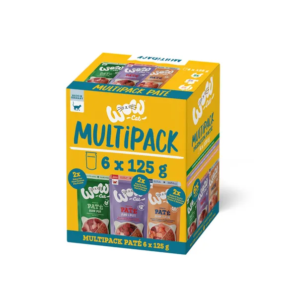 6 sobres x 125 g Wow Food Adult Paté sobre para gatos