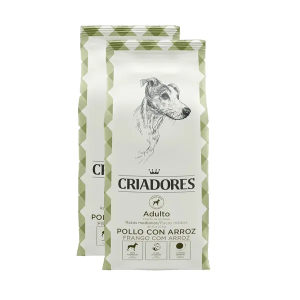 2 x 15 kg Criadores Adulto Pollo y Arroz pienso para perros de raza mediana ¡Pack ahorro!