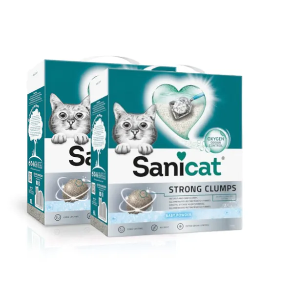 2 x 10 L Sanicat Strong Clumps Arena Aglomerante perfumada para gatos ¡Pack ahorro!
