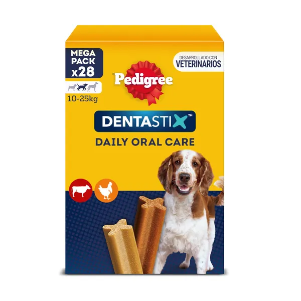 28 barritas Pedigree Dentastix Snacks Dentales para perros medianos