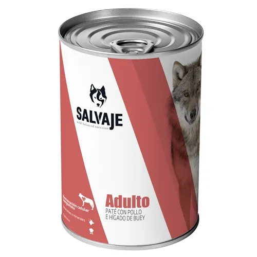 24 latas x 400 g Salvaje Adulto Pollo e Hígado de Buey en Paté lata para perros ¡Pack Ahorro!