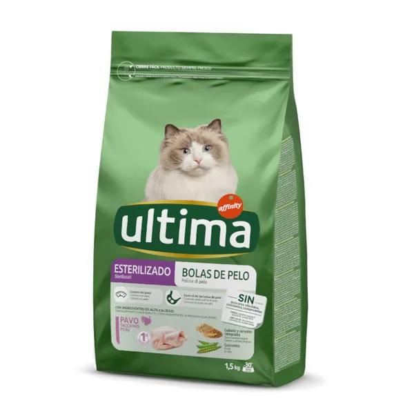 2 x 1.5 kg Affinity Ultima Adult Sterilized Pavo y Cebada pienso para gatos ¡Pack ahorro!