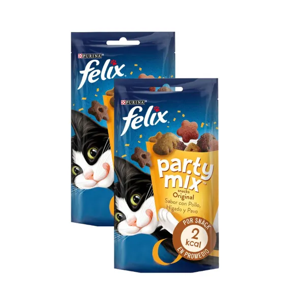 2 bolsitas x 60 g Felix Party Mix Original Bocaditos para gatos ¡Pack ahorro!