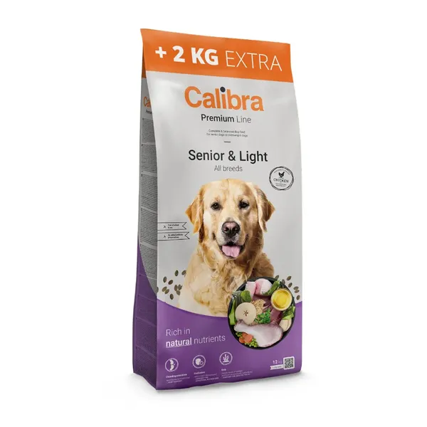 14 kg (12 + 2 kg ¡gratis!) Calibra Premium Line Senior & Light Pienso Pollo para perros seniors