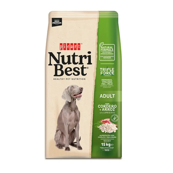 15 Kg Nutribest Adult Cordero y Arroz pienso para perros
