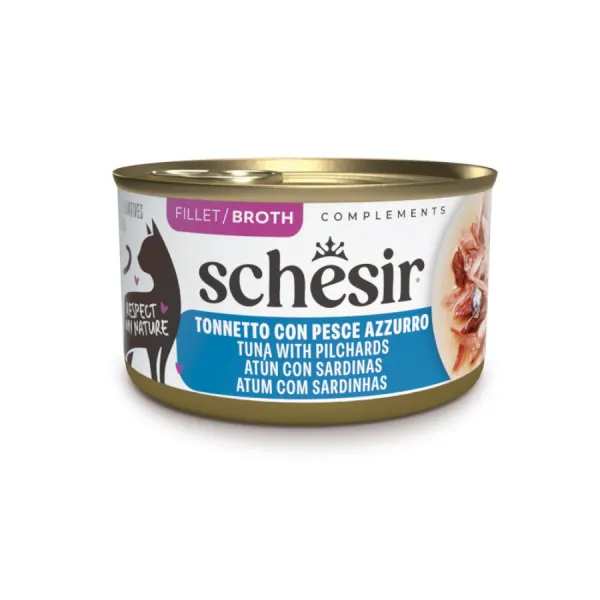 70 g Schesir Lata Atún con Sardinas Filete para gatos