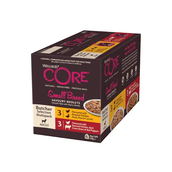 6 tarrinas x 85 g Wellness Core Small Butcher Selection tarrina para perros