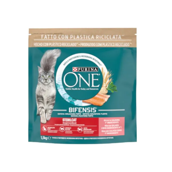 1.5 kg Purina One Adult Bifensis Esterilizado Salmón pienso para gatos