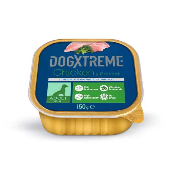 12 tarrinas x 150 g Dogxtreme Adult Mini Pollo y Brócoli tarrina para perros ¡Pack ahorro!