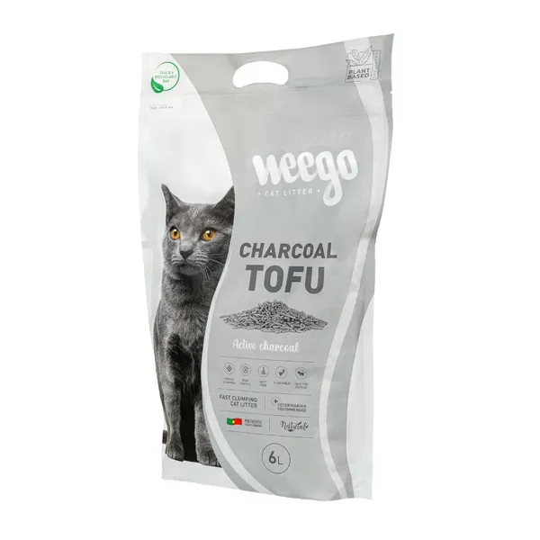 6 L Weego Charcoal Tofu arena aglomerante para gatos