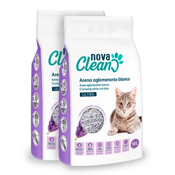 2 x 10 L Nova Clean Ultra Lecho Aglomerante Lavanda para gatos ¡Pack ahorro!