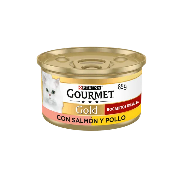 85 g Gourmet Gold Bocaditos Salmón y Pollo para gatos