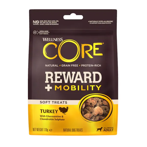 170 g Wellness Core Bocaditos Reward + Mobility Pavo para perros adultos