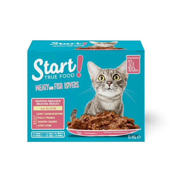 24 sobres x 100 g Start Cat Carne con Pollo y Pescado en Gelatina sobre para gatos ¡Pack ahorro!