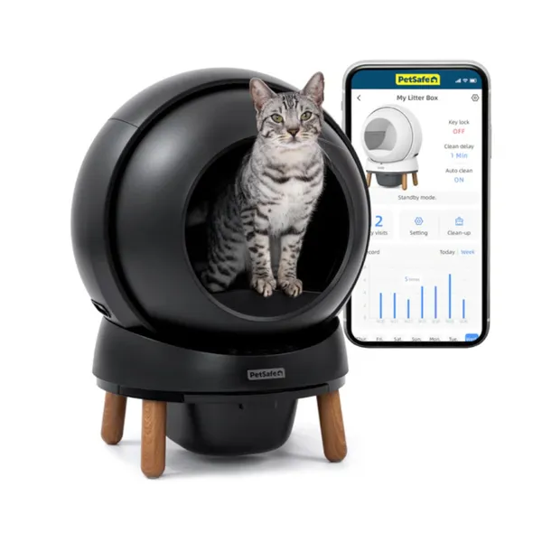 PetSafe SmartSpin Arenero Autolimpiable Negro para gatos