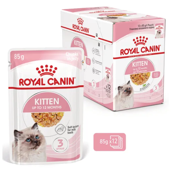 12 sobres x 85 g Royal Canin Kitten comida húmeda en gelatina sobre para gatos ¡Pack ahorro!