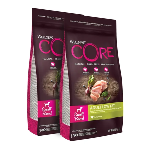 2 x 1.5 kg Wellness Core Adult Small Healthy Pavo pienso para perros ¡Pack ahorro!