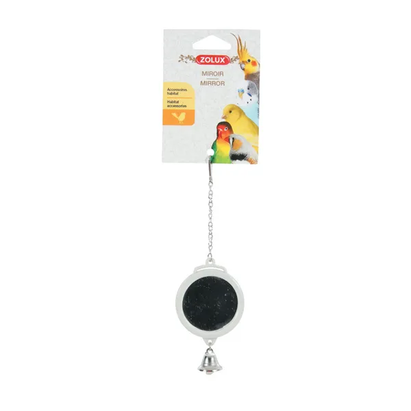 0.026 KG Zolux espejo redondo con campana juguete para pájaros