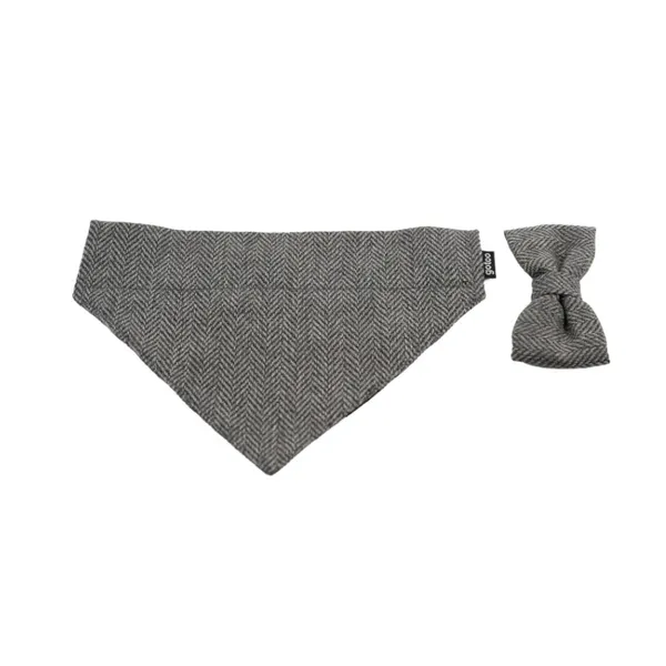 Gotoo Set Bandana y Pajarita espiga gris para perros
