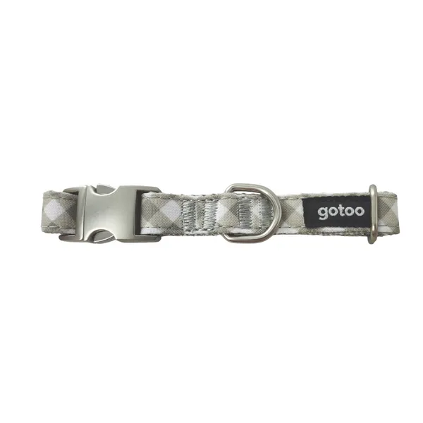 Gotoo Collar estampado cuadro vichy gris para perros