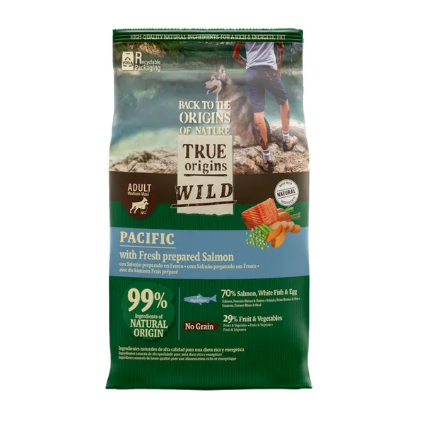 2 x 12 kg True Origins Wild Adult Pacific Salmón pienso para perros ¡Pack ahorro!