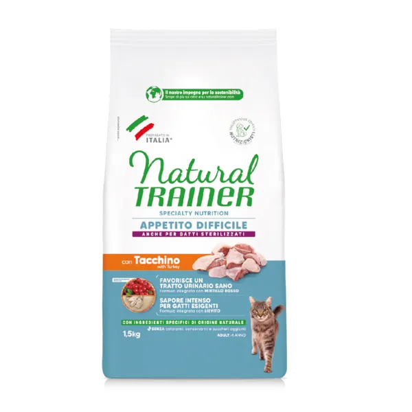 1.5 kg Natural Trainer Exigent con Pavo Pienso para gatos
