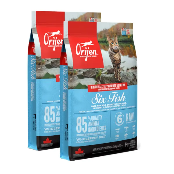 2 x 5.4 kg Orijen Six Fish pienso para gatos ¡Pack ahorro!