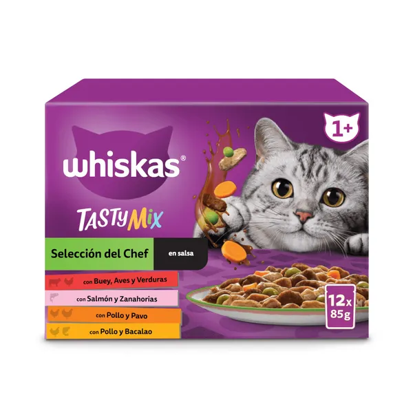 12 sobres x 85 g Whiskas Tasty Mix Selección del Chef en Salsa sobre para gatos