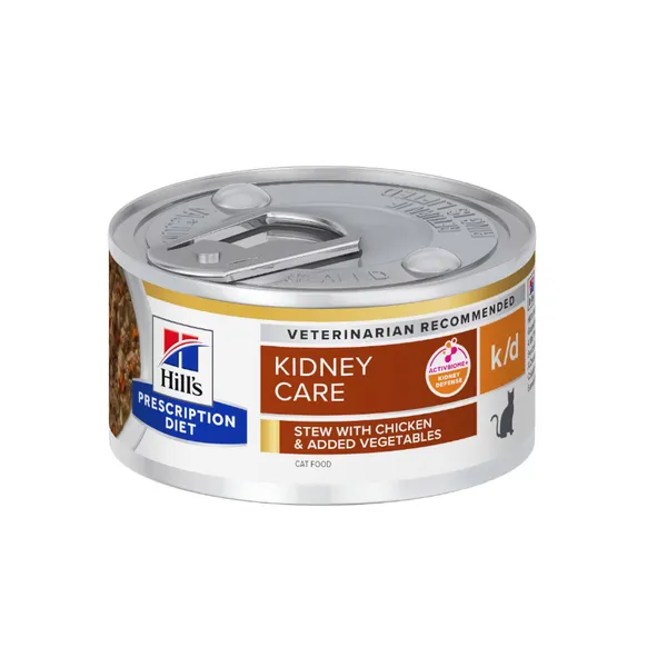 24 latas x 82 g Hill's Prescription Diet Kidney Care k/d estofado de pollo y vegetales lata para gatos ¡Pack Ahorro!
