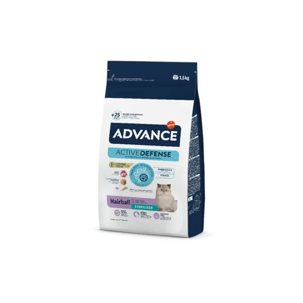 1.5 kg Advance Sterilized Hairball Pavo y Cebada pienso para gatos